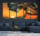 Ocean Wave With Perfect Sunset Canvas Wall Art Print, Framed
