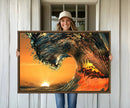 Ocean Wave With Perfect Sunset Canvas Wall Art Print, Framed