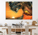 Ocean Wave With Perfect Sunset Canvas Wall Art Print, Framed