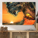 Ocean Wave With Perfect Sunset Canvas Wall Art Print, Framed