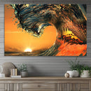 Ocean Wave With Perfect Sunset Canvas Wall Art Print, Framed