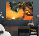 Ocean Wave With Perfect Sunset Canvas Wall Art Print, Framed