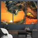 Ocean Wave With Perfect Sunset Canvas Wall Art Print, Framed