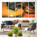 Ocean Wave With Perfect Sunset Canvas Wall Art Print, Framed