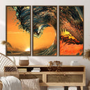 Ocean Wave With Perfect Sunset Canvas Wall Art Print, Framed by MyGreatCanvas | Canvas Wall Art Prints | Photo Prints & Wall Decor