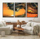 Ocean Wave With Perfect Sunset Canvas Wall Art Print, Framed by MyGreatCanvas | Canvas Wall Art Prints | Photo Prints & Wall Decor