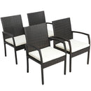 4 Pieces Patio Wicker Dining Armchair Set with Soft Zippered Cushion-Set of 4 by LJGDeals