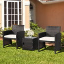 3 Pieces Patio Wicker Furniture Set with Storage Table and Protective Cover by LJGDeals
