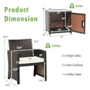 3 Pieces Patio Wicker Furniture Set with Storage Table and Protective Cover by DirectDeals
