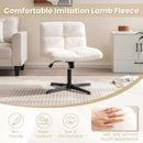 Office Armless Chair Cross Legged with Imitation Lamb Fleece and Adjustable Height by LJGDeals