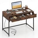 Office Desk with Power Outlets and Hidden Compartment for Study by DirectDeals