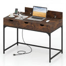 Office Desk with Power Outlets and Hidden Compartment for Study by LJGDeals