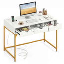 Office Desk with Power Outlets and Hidden Compartment for Study by DirectDeals