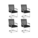 Office Guest Chairs Set of 4 with Metal Sled Base and Armrests-Black by LJGDeals