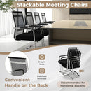 Office Guest Chairs Set of 4 with Metal Sled Base and Armrests-Black by LJGDeals