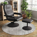 Swivel Recliner Chair with Ottoman in Black PU Leather by LJGDeals