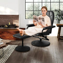 Swivel Recliner Chair with Ottoman in Black PU Leather by LJGDeals