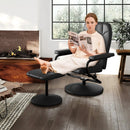 Swivel Recliner Chair with Ottoman in Black PU Leather by DirectDeals