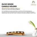 Olive Wood Candle Holder by Choixe