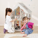 Semi-Opened DIY Dollhouse with Simulated Rooms and Furniture Set-White by LJGDeals