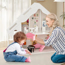Semi-Opened DIY Dollhouse with Simulated Rooms and Furniture Set-White by LJGDeals