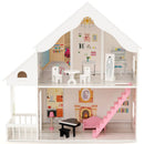 Semi-Opened DIY Dollhouse with Simulated Rooms and Furniture Set-White by LJGDeals