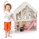 Semi-Opened DIY Dollhouse with Simulated Rooms and Furniture Set-White by LJGDeals