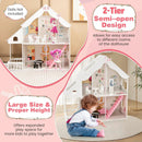 Semi-Opened DIY Dollhouse with Simulated Rooms and Furniture Set-White by LJGDeals