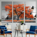 Orange Autumn Tree Wall Art Canvas Print – Framed Vibrant