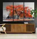 Orange Autumn Tree Wall Art Canvas Print – Framed Vibrant