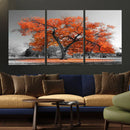 Orange Autumn Tree Wall Art Canvas Print – Framed Vibrant
