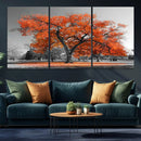 Orange Autumn Tree Wall Art Canvas Print – Framed Vibrant