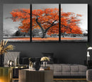Orange Autumn Tree Wall Art Canvas Print – Framed Vibrant