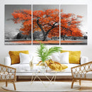 Orange Autumn Tree Wall Art Canvas Print – Framed Vibrant