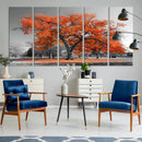 Orange Autumn Tree Wall Art Canvas Print – Framed Vibrant