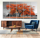 Orange Autumn Tree Wall Art Canvas Print – Framed Vibrant