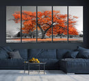 Orange Autumn Tree Wall Art Canvas Print – Framed Vibrant