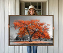 Orange Autumn Tree Wall Art Canvas Print – Framed Vibrant