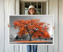 Orange Autumn Tree Wall Art Canvas Print – Framed Vibrant