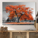 Orange Autumn Tree Wall Art Canvas Print – Framed Vibrant