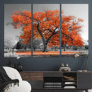 Orange Autumn Tree Wall Art Canvas Print – Framed Vibrant