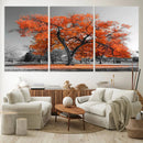 Orange Autumn Tree Wall Art Canvas Print – Framed Vibrant