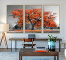 Orange Autumn Tree Wall Art Canvas Print – Framed Vibrant