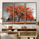 Orange Autumn Tree Wall Art Canvas Print – Framed Vibrant