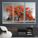Orange Autumn Tree Wall Art Canvas Print – Framed Vibrant