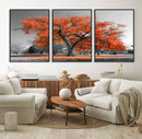 Orange Autumn Tree Wall Art Canvas Print – Framed Vibrant