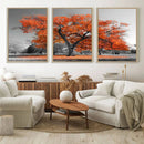 Orange Autumn Tree Wall Art Canvas Print – Framed Vibrant