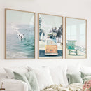 California Wall Art. Surfers on the Waves, Yellow Van, Lifeguard by Wall Art Set