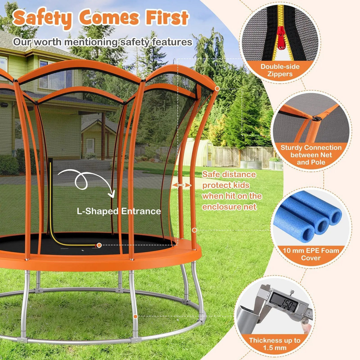 10 Feet Unique Flower Shape Trampoline with Galvanized Steel Frame, photo 7 of 9
