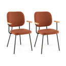 Set of 2 Modern Fabric Dining Chairs with Armrest and Curved Backrest by LJGDeals